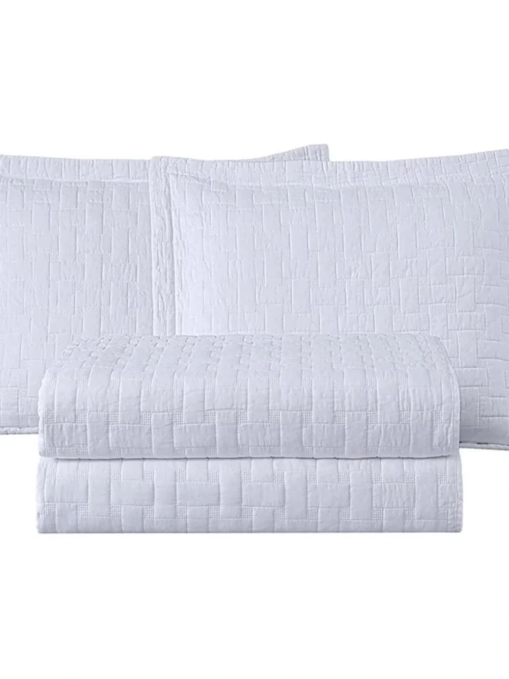 Classic White Quilted Queen 3 piece Bedding Set 100% cotton